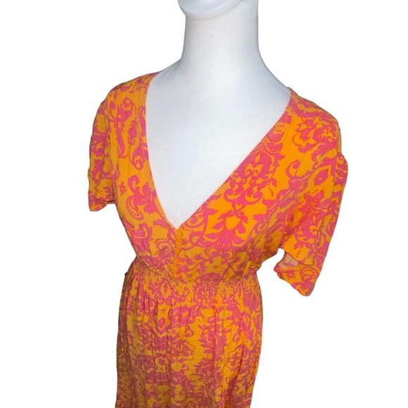 Tropical Sz Small. Lightweight high-low Dress. Elastic Waist. Vibrant Colors. - Picture 9 of 16